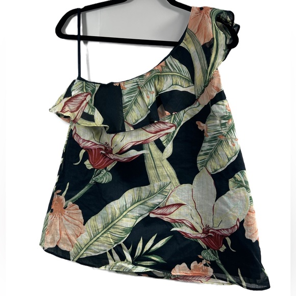 Ann Taylor Hawaii Tropic Floral One Shoulder Blouse Women's Size Small - Picture 4 of 13
